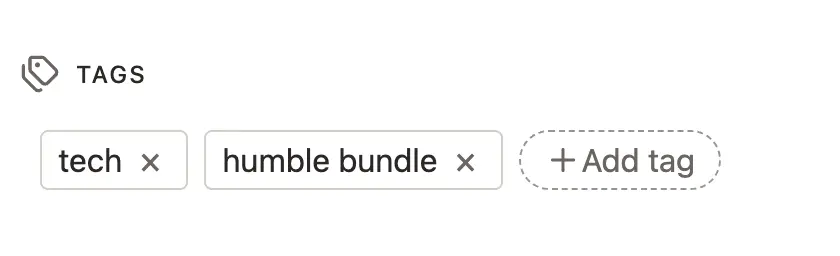 Screenshot of the tag selector interface